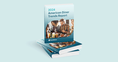 Blue cover of the American Diner Trends Report on a pale blue background.