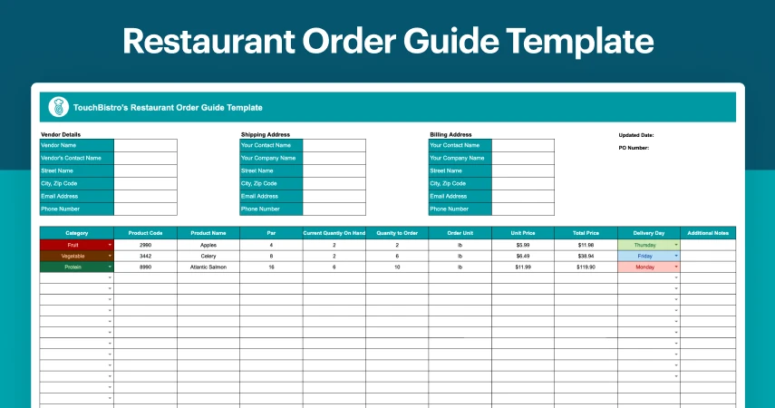 Restaurant Order Guide Template